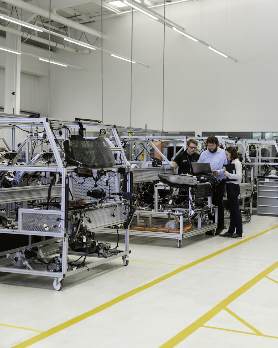 InstruByte engineers reviewing a project on the shop floor